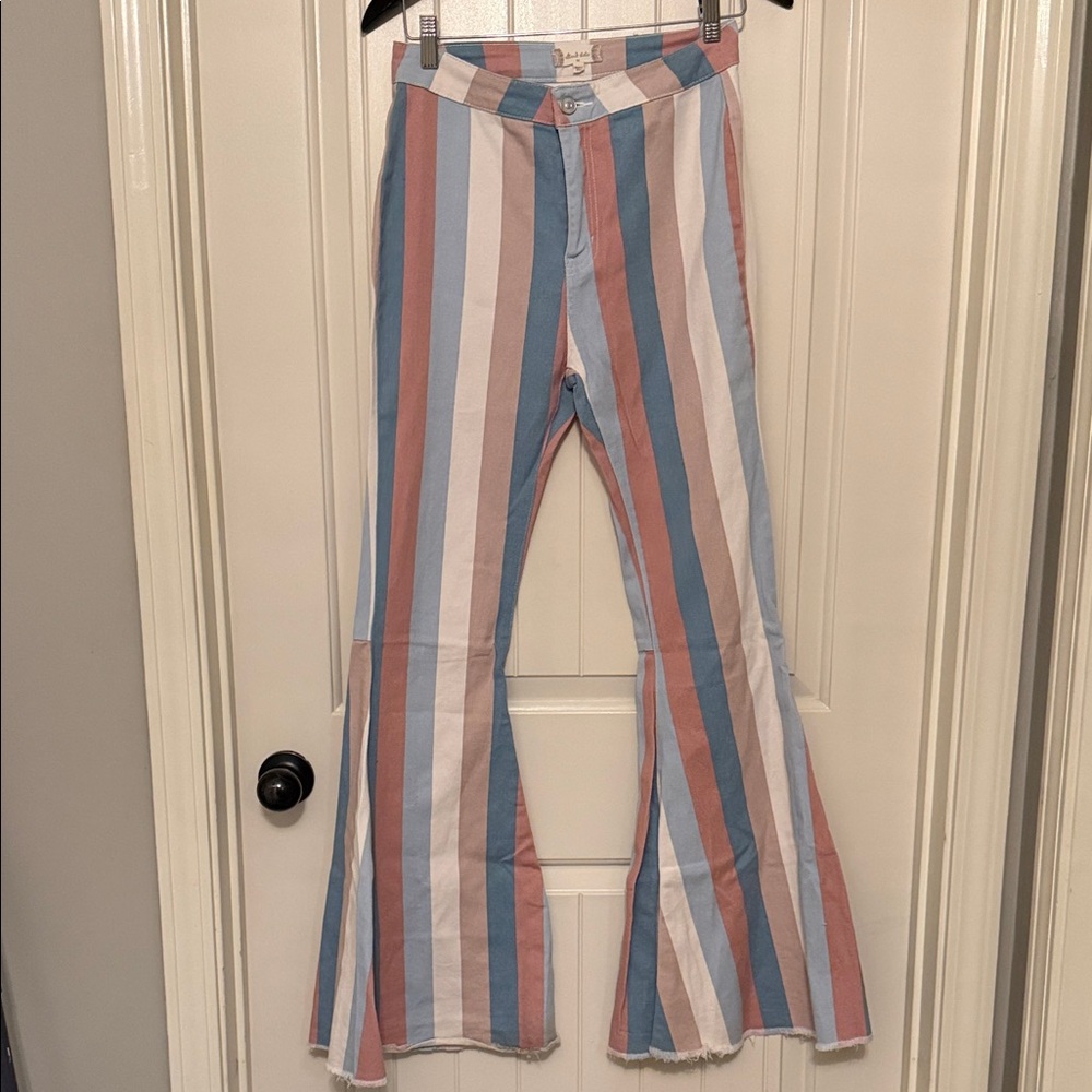 Altar'd State Multicolor Striped Flare Jeans